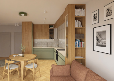 Jadalnia w zieleni i drewnie