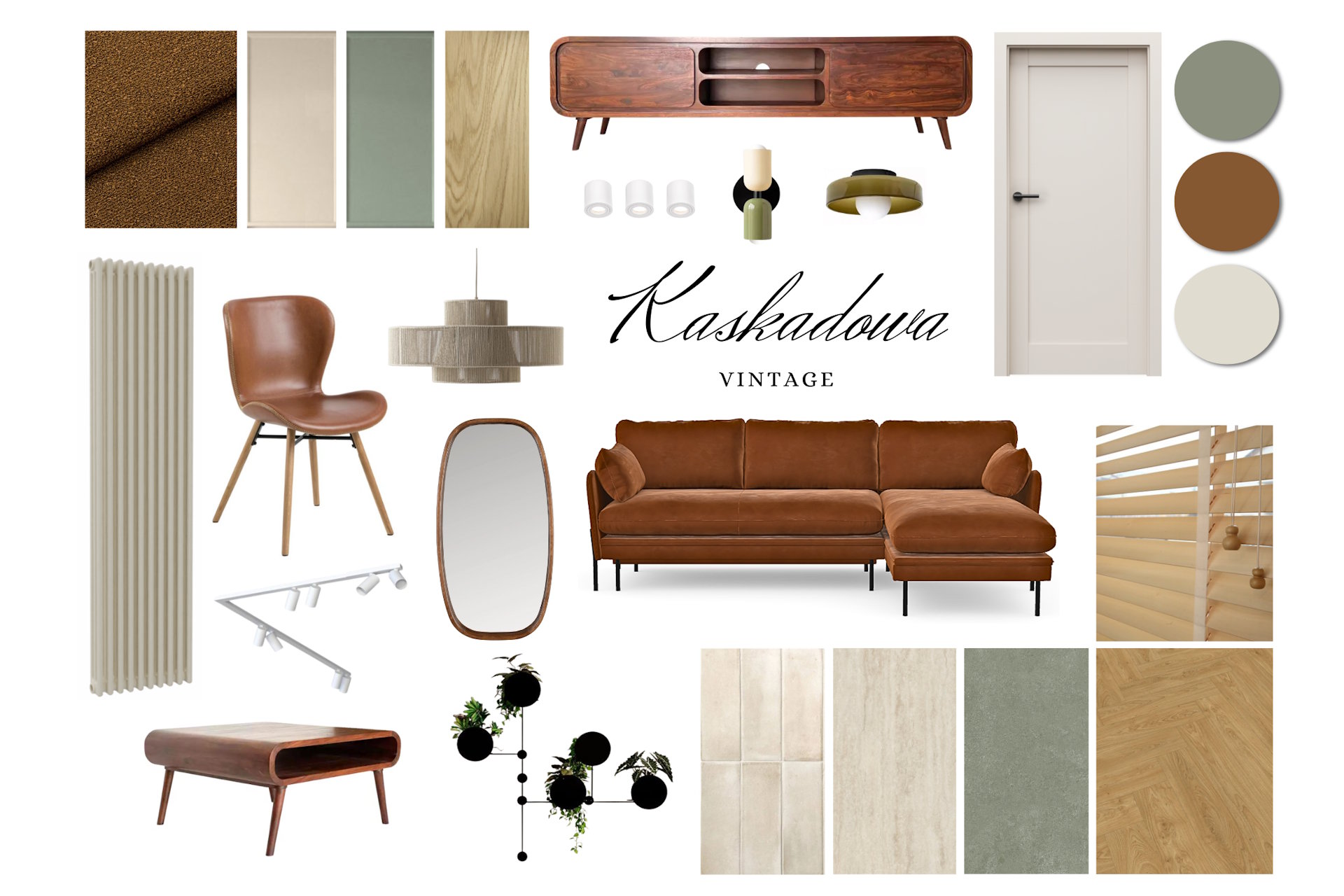 Salon z zieloną kanapą